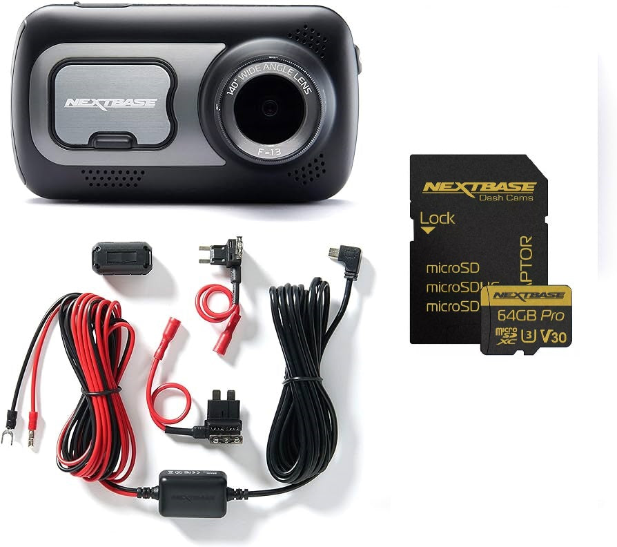 NEW Genuine NextBase 522GW Front Dash Cam + Hardwire Kit + 64GB SD