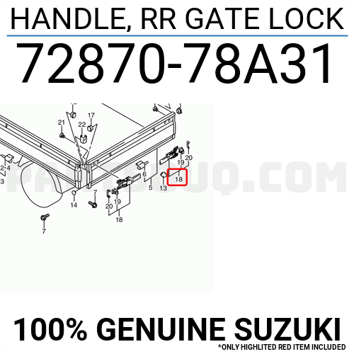 NEW Genuine Suzuki CARRY VAN Flatbed Tailgate Hinge Lock Handle 72870-78A33