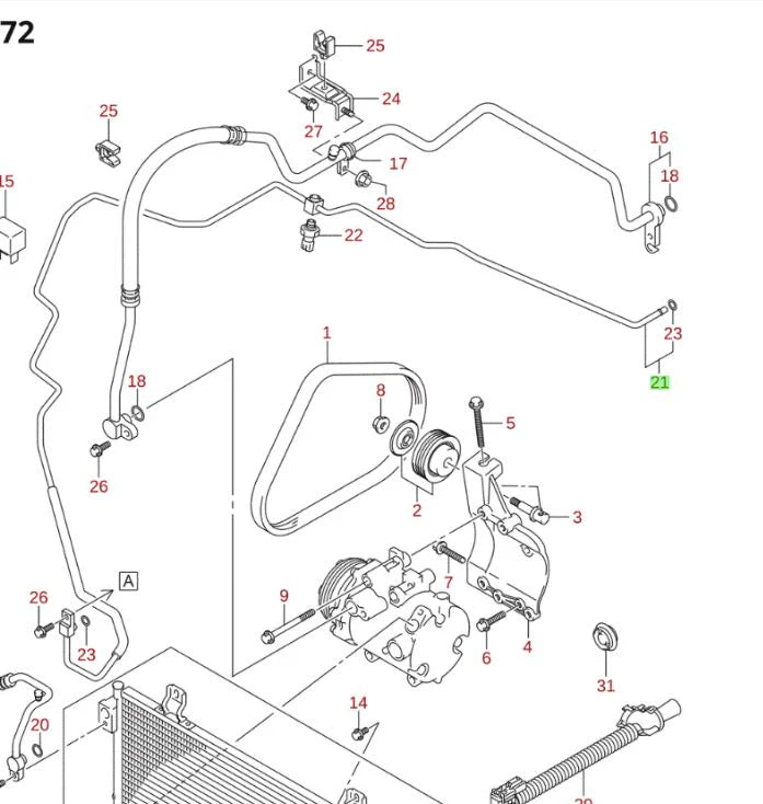 NEW Genuine Suzuki SWIFT 2005-2010 Air Con Condenser Discharge Pipe 95720-62J00