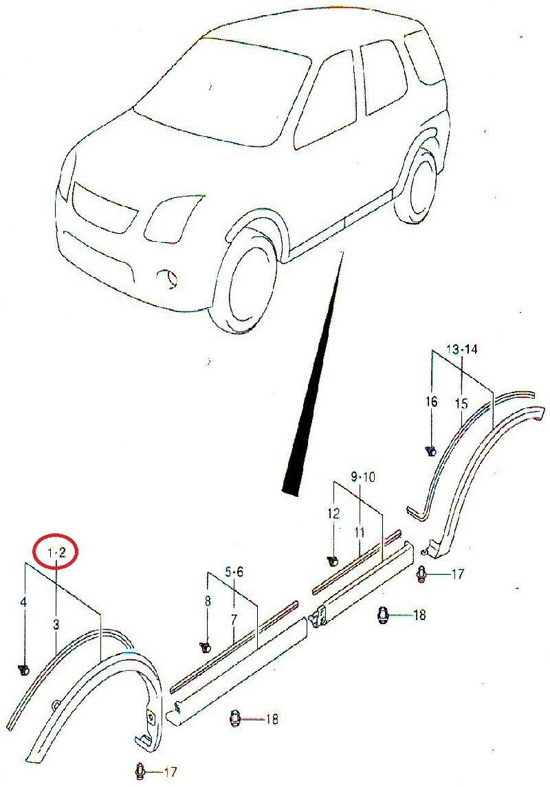 Genuine Suzuki IGNIS Front RIGHT Wheel Arch Trim Surround Spat 77210-86G00-5PK