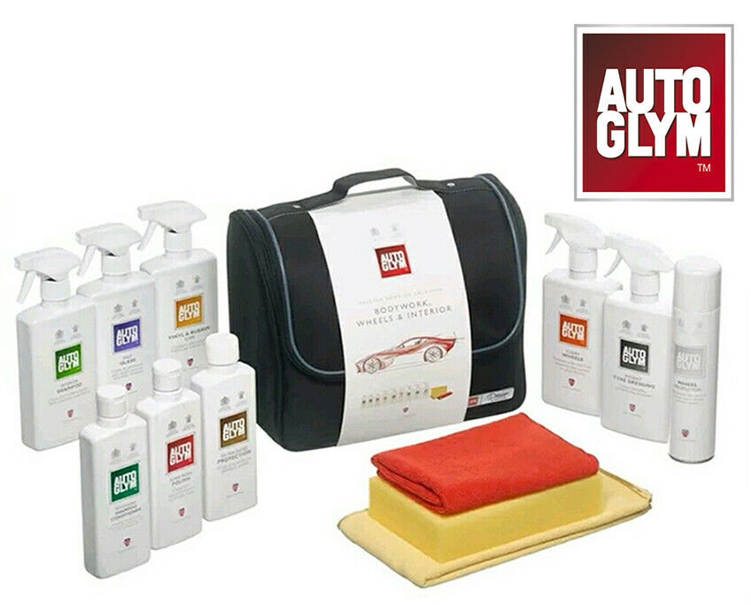AUTOGLYM PERFECT BODYWORK WHEELS INTERIOR VALETING BAG KIT CAR WASH SET 14 piece