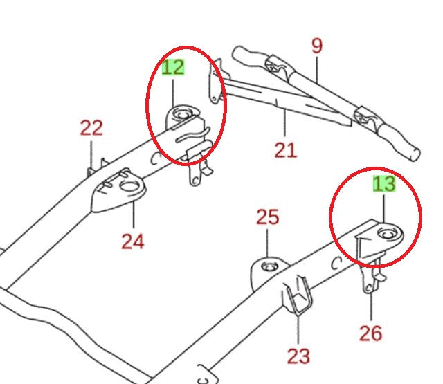 2x NEW Genuine Suzuki JIMNY Rear 4th Mounting Brackets 57370-84A00 57380-84A00