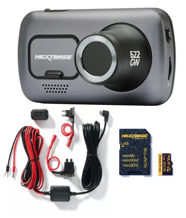 NEW Genuine NextBase 622GW Front Dash Cam + Hardwire Kit + 128GB
