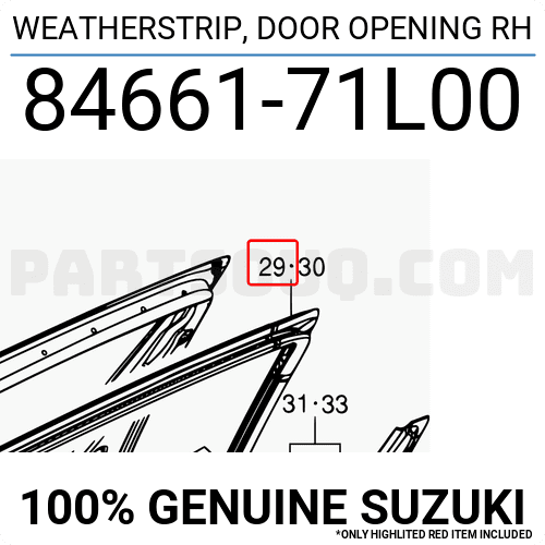 2x NEW Genuine Suzuki SWIFT SPORT 5dr 2011-2016 Rear Door Aperture Seals