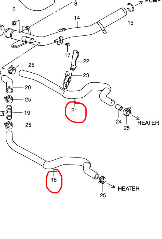 2x NEW Genuine Suzuki VITARA 2015-On 1.6 Water Matrix Cooling Hoses
