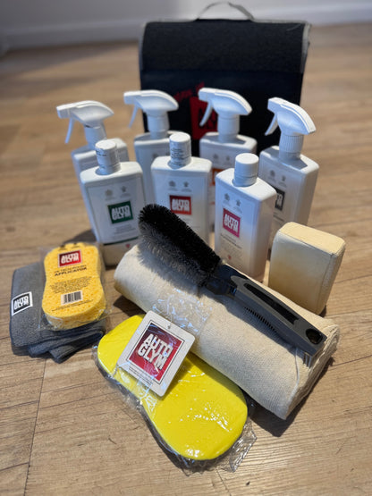 NEW AutoGlym Personalised Initialled 15pc PERFECT BODYWORK WHEELS INTERIOR CLEANING VALETING BAG KIT CAR WASH SET Xmas Gift