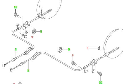 NEW Genuine Suzuki WAGON R AGILA 1.2 HANDBRAKE CABLE LEFT Rear with Bolt & Clamp