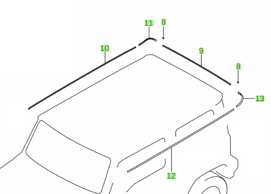 NEW Genuine Suzuki JIMNY 2019-On ROOF MOULDING COVER Gutter Drip Set + Caps