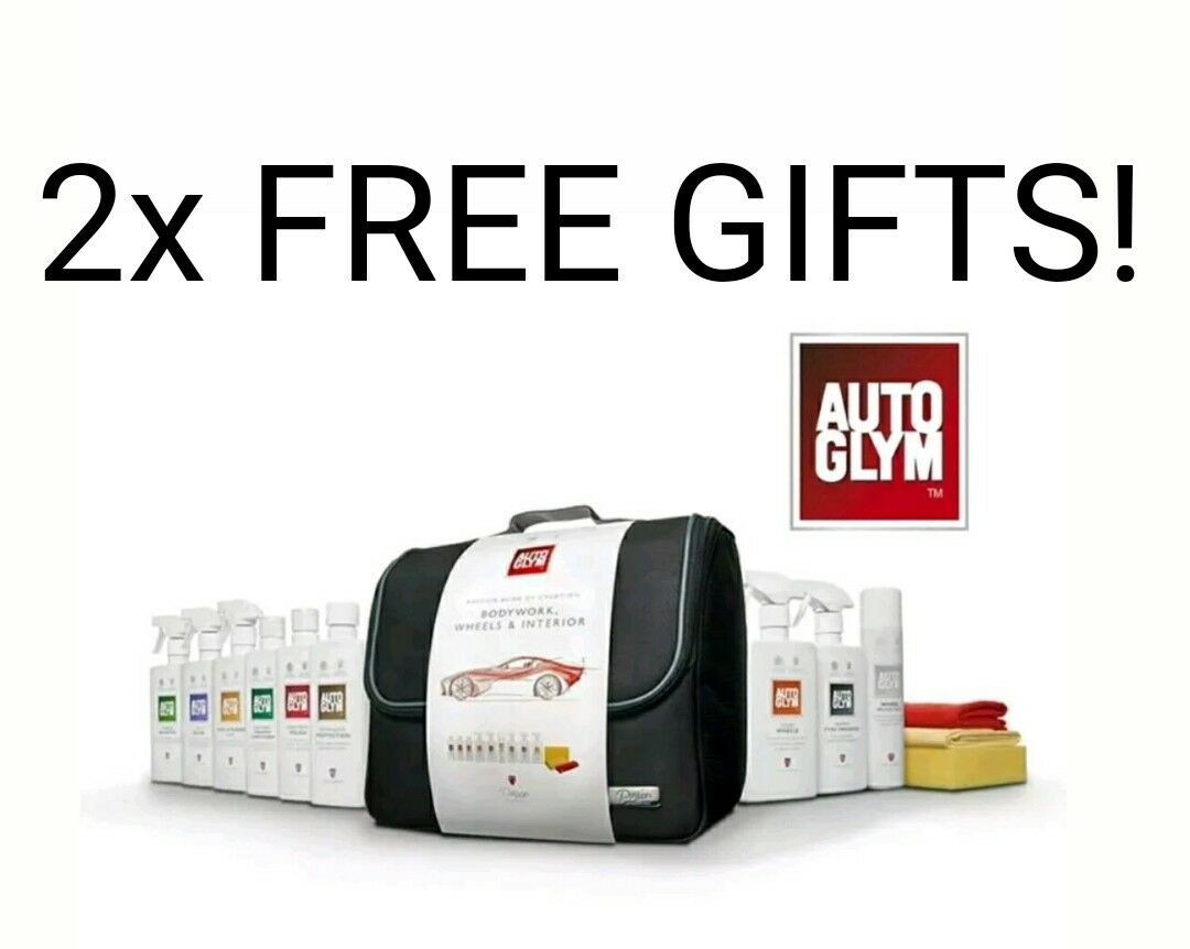 AUTOGLYM PERFECT BODYWORK WHEELS INTERIOR VALETING BAG KIT CAR WASH SET 14 piece