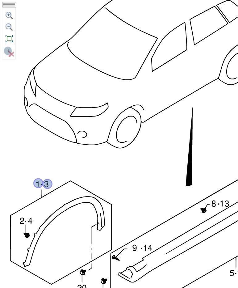 NEW Genuine Suzuki S-Cross Front LEFT Wheel Arch Trim Surround Spat 77220-61M00-5PK
