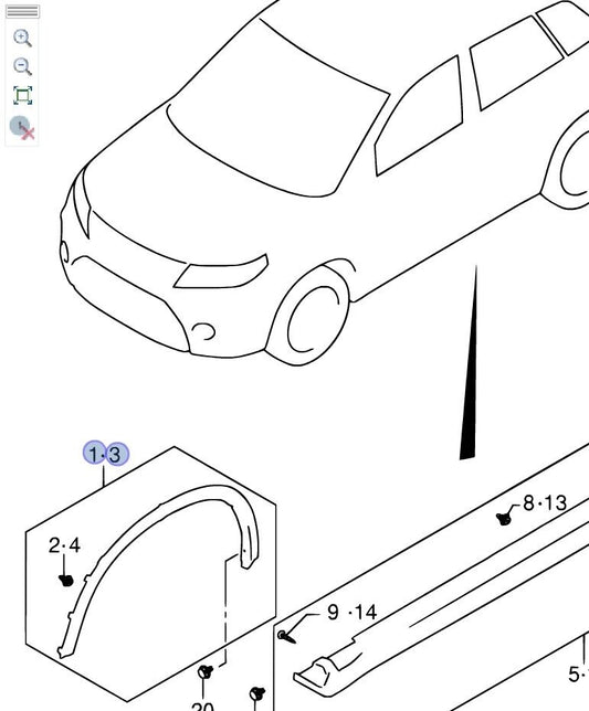 NEW Genuine Suzuki S-Cross Front LEFT Wheel Arch Trim Surround Spat 77220-61M00-5PK
