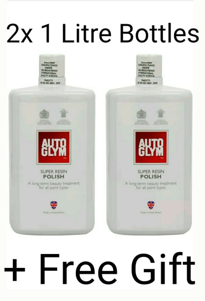 Autoglym SUPER RESIN POLISH 1L 1 Litre Twin Pack = 2L Valet Clean Car FREE GIFT
