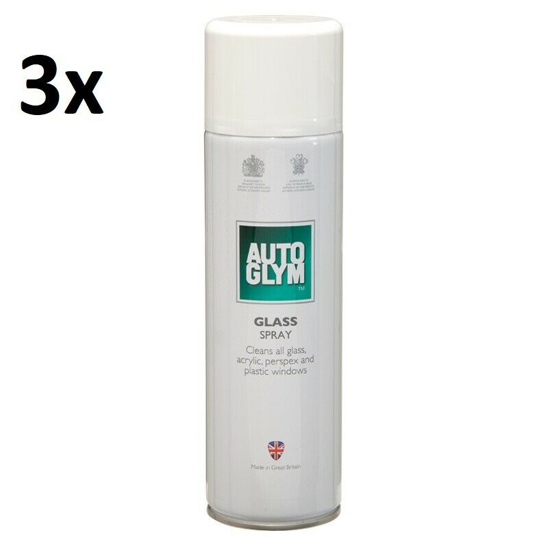 3x NEW Autoglym GLASS SPRAY CLEANER Acrylic Perspex 450ml FREE GIFT
